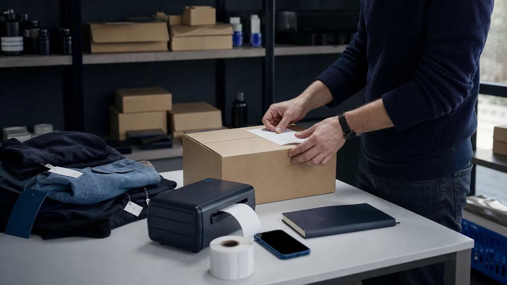 A small online retailer preparing an order for receipt and delivery